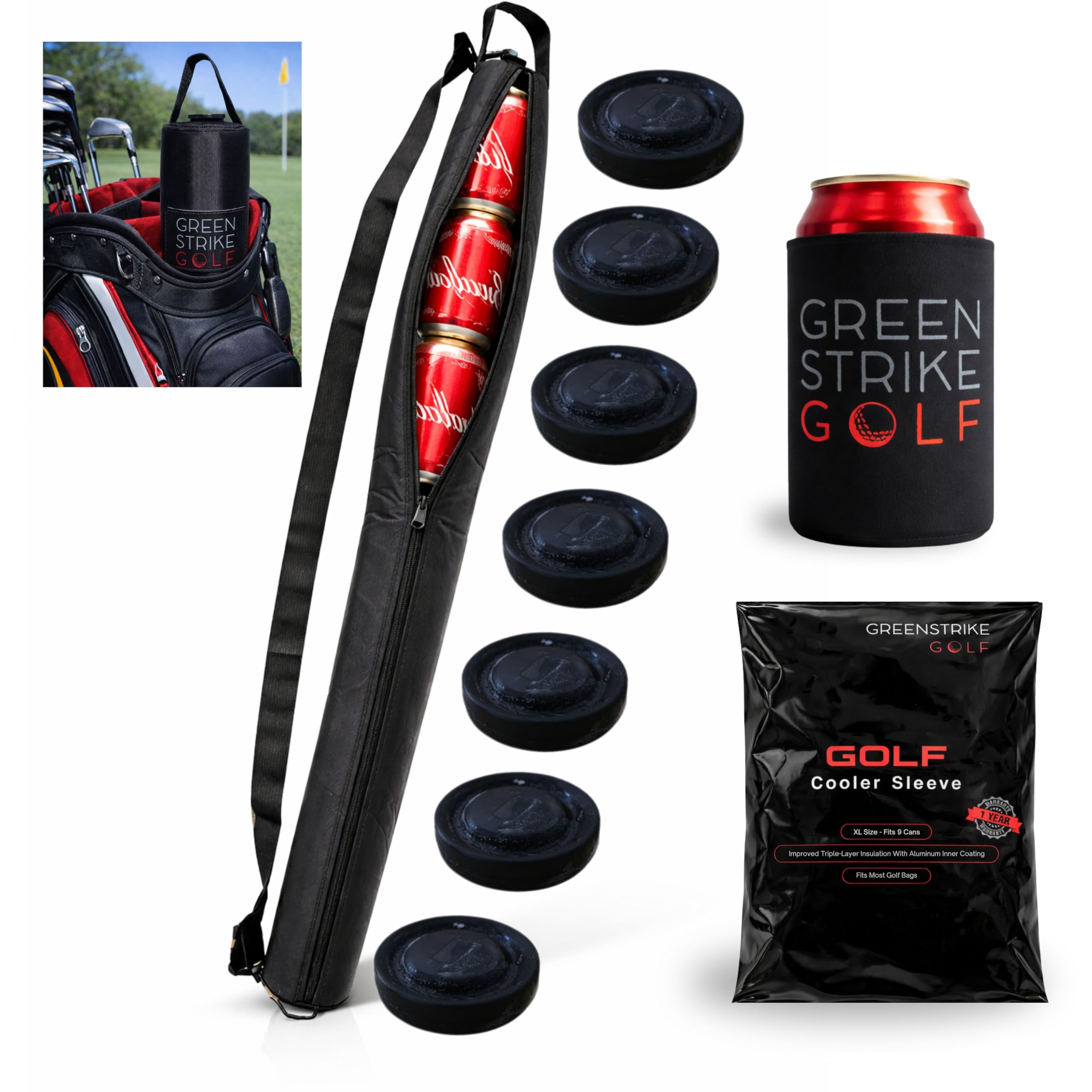 Amazon.com: Wolvio Golf Beer Sleeve for Golf Bag – XL 9-Can Cooler
